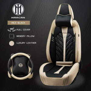 Beige and Black Car Seat Cover