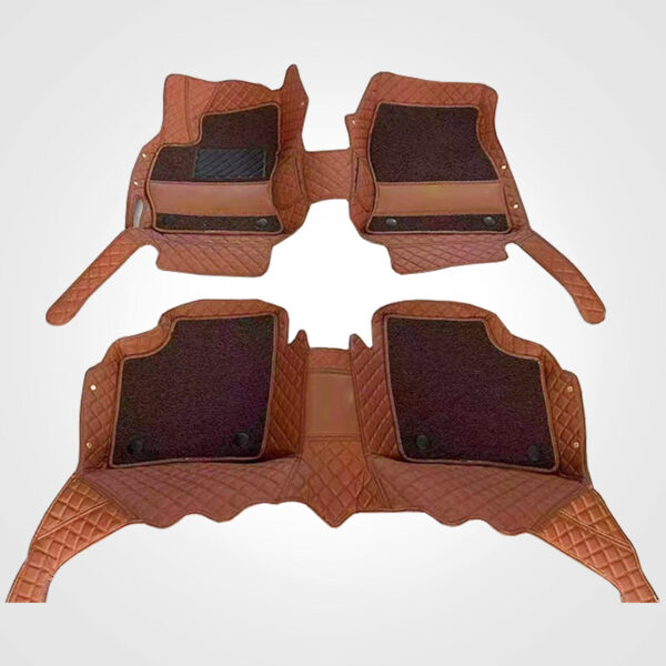 Brown Leather Car Interior Floor Mat